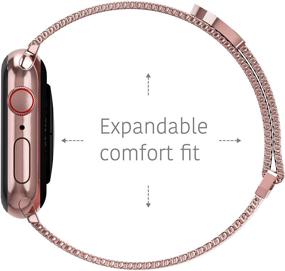 img 1 attached to 🌟 TalkWorks Stainless Steel Mesh Magnetic Loop Strap for Apple Watch 44mm / 42mm - Rose Gold, Compatible with Series 6, 5, 4, 3, 2, 1, SE - Adjustable Strap for Women/Men