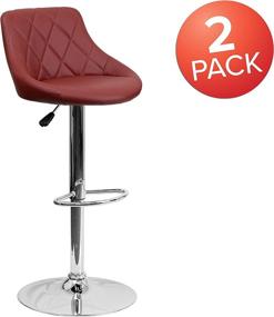 img 2 attached to Set of 2 Flash Furniture Contemporary Burgundy Vinyl 🪑 Barstools with Adjustable Height, Diamond Pattern Back, and Chrome Base