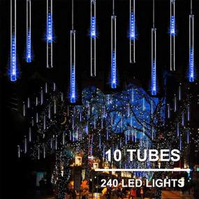 img 4 attached to 🎄 iBaycon 11.8 inch Meteor Shower Raindrop Lights: Cascading LED Icicle Lights for Christmas Tree Decoration with Timer - Blue