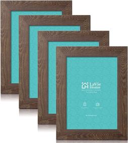 img 4 attached to 🖼️ LaVie Home 5x7 Picture Frames (4 Packs, Dark Brown) - Stylish Wooden Textured Photo Frames with HD Glass for Wall Mount &Tabletop Display