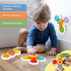 img 1 attached to 🎡 FRUSE Suction Cup Spinner Toys: 3Pcs Baby Spinners with Pop Fidget Function - Perfect Bathing, Anxiety, and Dining Fidget Toy for Girls and Boys