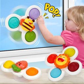 img 4 attached to 🎡 FRUSE Suction Cup Spinner Toys: 3Pcs Baby Spinners with Pop Fidget Function - Perfect Bathing, Anxiety, and Dining Fidget Toy for Girls and Boys