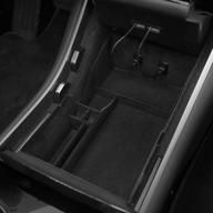 🚗 bmzx car flocked center console organizer tray for tesla model 3 – 2017-2020 interior accessories storage armrest box, phone mount, sunglass holder container (oem black) logo