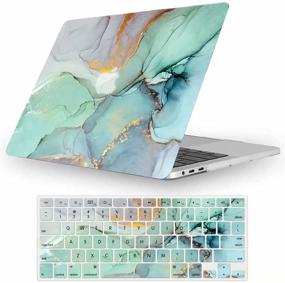 img 4 attached to FANCITY MacBook Air 13 Inch Case, Model A1466 A1369 Hard Plastic Cover - Matte Protective Case with Keyboard Cover - Green Marble - Fits 2010-2017 Mac Air 13.3 Inch (No Touch ID) - Enhanced SEO