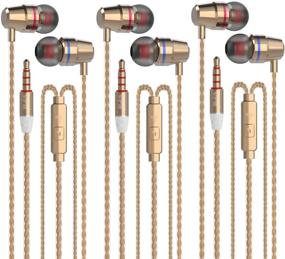 img 1 attached to Наушники VPB V1 с пультом дистанционного управления и микрофоном, внутриканальные наушники, стереозвук, шумоизоляция, не запутываются, совместимы с смартфонами iOS и Android, ноутбуками, игровыми устройствами (3 пары, золотые)