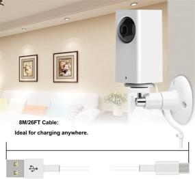 img 1 attached to 🔌 Convenient Wall Mount Kit with Long Charging Cable & Data Sync Cord for Wyze Cam Pan: Includes Adjustable Ceiling Mount and Wire Clips