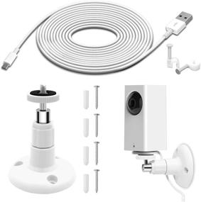 img 4 attached to 🔌 Convenient Wall Mount Kit with Long Charging Cable & Data Sync Cord for Wyze Cam Pan: Includes Adjustable Ceiling Mount and Wire Clips
