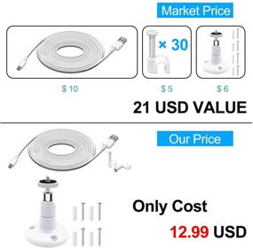 img 3 attached to 🔌 Convenient Wall Mount Kit with Long Charging Cable & Data Sync Cord for Wyze Cam Pan: Includes Adjustable Ceiling Mount and Wire Clips
