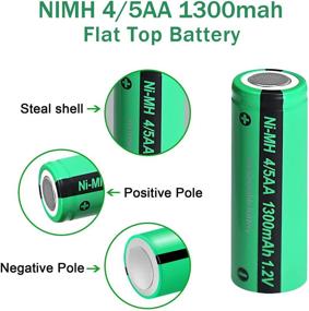 img 3 attached to 🔋 Высокоемкостной аккумулятор NiMH 1.2V - размер 4/5AA (1300mAh) - плоская верхняя часть (2 штуки)