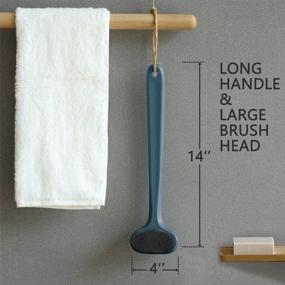 img 1 attached to 🛀 Upgrade Your Bath Routine with our Long-Handled Body Brush for Gentle Exfoliation and Skin Health – Wet or Dry Brushing (14 inch, Dark Blue PE)