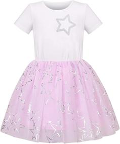 img 4 attached to 🌈 Enchanting Girls Purple Sleeve Rainbow Birthday Dresses: Mesmerizing Clothing for Young Girls