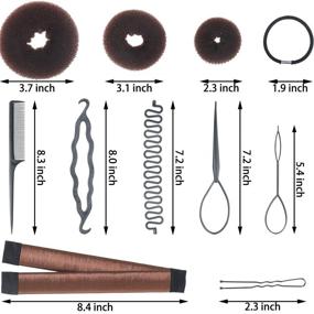 img 2 attached to 💇 Hair Styling Set with 3 Pieces Hair Braid Tool, 2 Pieces Donut Hair Bun Tool, 15 Pieces French Magic Twist Hairstyle Clip Rollers, 5 Pieces U-shaped Hair Pins, and 5 Pieces Hair Ropes for Women and Girls