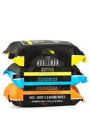 men's active cleansing wipes - 3 pack (90ct) for face and body energizing cleanse logo