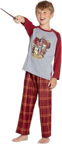img 2 attached to 🧙 Harry Potter Pajamas: Gryffindor Raglan Shirt and Pants Sleepwear Set - Sizes for Little and Big Boys (Large, 10/12)