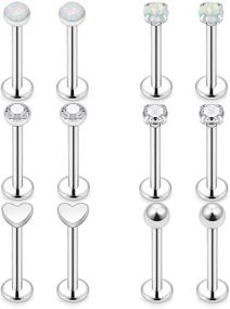 img 3 attached to 💎 Octiy 12Pcs-16pcs Cartilage Tragus Helix Earrings 16G Stainless Steel Stud Earrings for Men and Women, CZ Opal 3mm, Piercings Jewelry