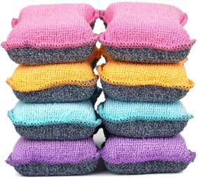 img 4 attached to 🧽 UPSTAR Microfiber Scrubber Sponge, Non-Scratch Kitchen & Bathroom Scrubbies, Dishwashing and Cleaning Sponges, Size.S Pack of 8
