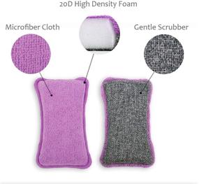 img 2 attached to 🧽 UPSTAR Microfiber Scrubber Sponge, Non-Scratch Kitchen & Bathroom Scrubbies, Dishwashing and Cleaning Sponges, Size.S Pack of 8