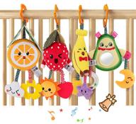 🥑 interactive fruit rattle toys for babies - tumama hanging avocado, banana, orange, and strawberry, 4 pack logo