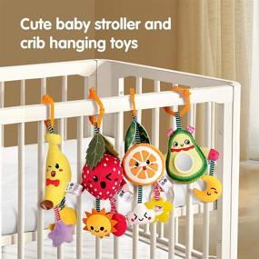 img 3 attached to 🥑 Interactive Fruit Rattle Toys for Babies - TUMAMA Hanging Avocado, Banana, Orange, and Strawberry, 4 Pack