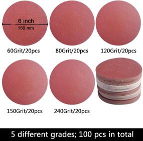 img 3 attached to 🔄 Tonmp 6 Inch No Hole Hook and Loop Sanding Disc Set - 100 PCS, 20 Pcs Each of 60 80 120 240 400 Grit, Perfect for Random Orbit Sanders