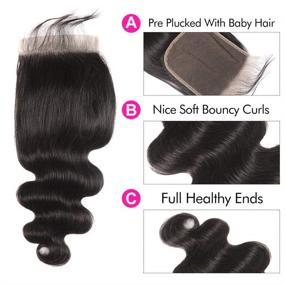 img 2 attached to 🔥 Замыкание кружевного тела Body Wave Pre-Plucked 6X6 | Индийские волосы Remy | 22 дюйма отбеленные узлы | Натуральные девственные волосы 9A класса - 1В