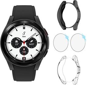 img 4 attached to XYF 2+2 Pack Soft TPU Protective Case with Tempered Glass Screen Protector for Samsung Galaxy Watch4 Classic 46mm - Clear+Black