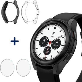 img 3 attached to XYF 2+2 Pack Soft TPU Protective Case with Tempered Glass Screen Protector for Samsung Galaxy Watch4 Classic 46mm - Clear+Black