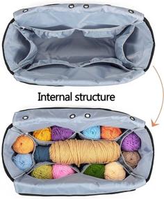 img 3 attached to 🧶 YARWO Knitting Crochet Bag, Yarn Storage Tote Bag for WIP Projects, Yarn Skeins, Crochet Hooks and Knitting Needles, Purple - Bag Only, Patented Design