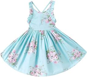 img 4 attached to Charming Girls' Vintage Floral Backless Sundress: Perfect Addition to Your Little One's Wardrobe