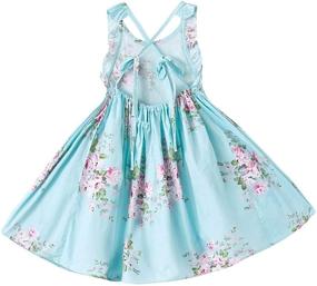 img 2 attached to Charming Girls' Vintage Floral Backless Sundress: Perfect Addition to Your Little One's Wardrobe