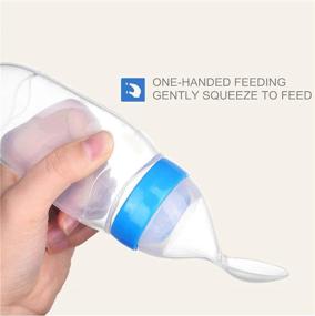 img 1 attached to 🍼 Gaodear Soft Silicone Baby Food Feeder with Dispensing Spoon - Squeeze Bottle for Solid Food (Blue, 90ml)