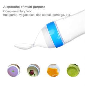 img 3 attached to 🍼 Gaodear Soft Silicone Baby Food Feeder with Dispensing Spoon - Squeeze Bottle for Solid Food (Blue, 90ml)