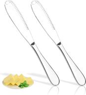 🧈 songtiy 2 pack stainless steel butter spreader knife, 3 in 1 multi-function butter curler & spreader with serrated edge - ideal for butter, cheese, jams, jelly - great merry christmas gift logo