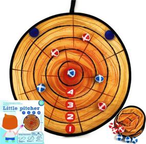 img 4 attached to 🎯 Matty's Toy Stop 28-Inch Little Pitcher Portable Fabric Safety Dart Board Set with 6 Hook & Loop Balls - 3 Red & 3 Blue