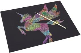 img 1 attached to 50 Count Rainbow Scratch Paper Sheets with Wooden Scratchers and 5 Pens