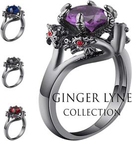 img 1 attached to Exquisite Ginger Lyne Collection Dragon Ring: Black Gun Metal Plated Engagement Ring