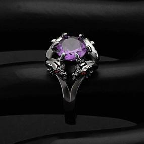 img 2 attached to Exquisite Ginger Lyne Collection Dragon Ring: Black Gun Metal Plated Engagement Ring