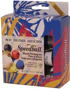 img 4 attached to 🎨 Vibrant Speedball Water-Soluble Block Printing Ink Starter Set - 6 Bold Colors, Satiny Finish, 1.25-Ounce Tubes