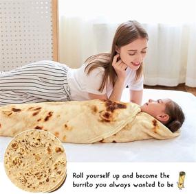 img 3 attached to 🌯 CASOFU Giant Flour Tortilla Burritos Blanket - Soft and Comfortable Flannel Taco Blanket for Kids and Family, 71 inches, Yellow - Novelty Tortilla Throw Blanket