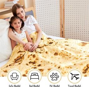 img 1 attached to 🌯 CASOFU Giant Flour Tortilla Burritos Blanket - Soft and Comfortable Flannel Taco Blanket for Kids and Family, 71 inches, Yellow - Novelty Tortilla Throw Blanket
