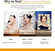 💄 large hollywood makeup mirror with lights - lighted vanity mirror with 3 colors, 12 dimmable led bulbs, smart touch control, 360° rotation, plug-in cosmetic dressing tabletop mirror - beauty mirrors логотип