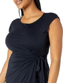 img 1 attached to 👗 Lark & Ro Women's Cap Sleeve Bateau Neck Wrap Dress: Chic and Versatile Fashion for Every Occasion