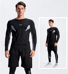 img 1 attached to Ultimate Performance: BUYJYA 5Pcs Men's Compression Pants Shirt Top Long Sleeve Jacket Athletic Sets - Premium Gym Clothing for Men's Workouts