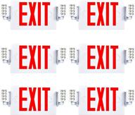 🚪 sunco lighting led exit signs with emergency lights - adjustable two head led with backup battery - 120-277v - hard wired emergency combo light - commercial grade - fire resistant (ul 94v-0) - 6 pack logo