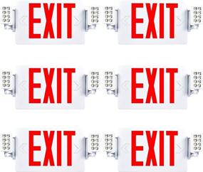 img 4 attached to 🚪 Sunco Lighting LED Exit Signs with Emergency Lights - Adjustable Two Head LED with Backup Battery - 120-277V - Hard Wired Emergency Combo Light - Commercial Grade - Fire Resistant (UL 94V-0) - 6 Pack
