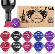 🍾 farielyn-x 10 funny wine bottle stoppers: cute silicone reusable caps - perfect gift box set with hilarious sayings for wine, beverage, and beer bottles in five vibrant colors logo