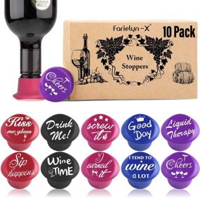 img 4 attached to 🍾 Farielyn-X 10 Funny Wine Bottle Stoppers: Cute Silicone Reusable Caps - Perfect Gift Box Set with Hilarious Sayings for Wine, Beverage, and Beer Bottles in Five Vibrant Colors