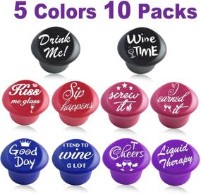 img 3 attached to 🍾 Farielyn-X 10 Funny Wine Bottle Stoppers: Cute Silicone Reusable Caps - Perfect Gift Box Set with Hilarious Sayings for Wine, Beverage, and Beer Bottles in Five Vibrant Colors