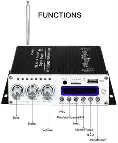 img 1 attached to Facmogu V10 автомобильный усилитель: 2x20W черный V4.0 Bluetooth стереоцифровой плеер для автомобиля, мотоцикла и дома - поддержка USB/SD/FM/DVD/MP3/MP4 (без адаптера питания)