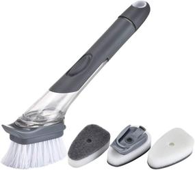 img 4 attached to TENTA Good Grips Soap Dispensing Sink Brush - Dish Scrub Brush for Kitchen Sink with Soap Dispenser - 1 Dish Brush and 3 Replacement Sponge Heads Included